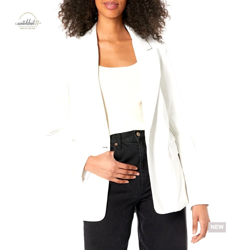 Faux Leather Blazer with Button Cuffs and Functional Pockets